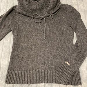Columbia Sportswear Grey Funnel Cowl Neck Knit Sweater Drawstring Small Pullover